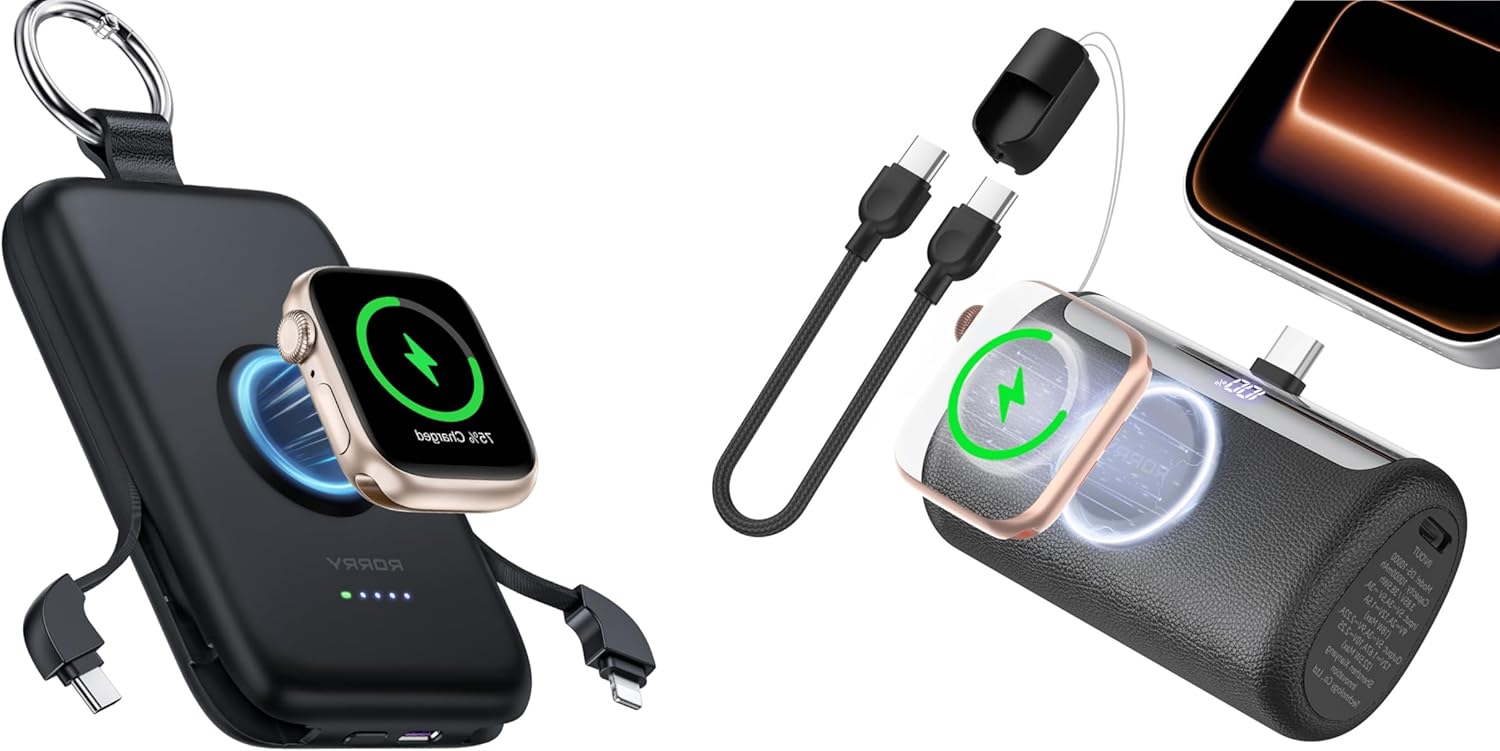 RORRY Portable Charger 10000mAh Mini Power Bank Travel Essential Battery Pack for iPhone Apple Watch iPad, Black