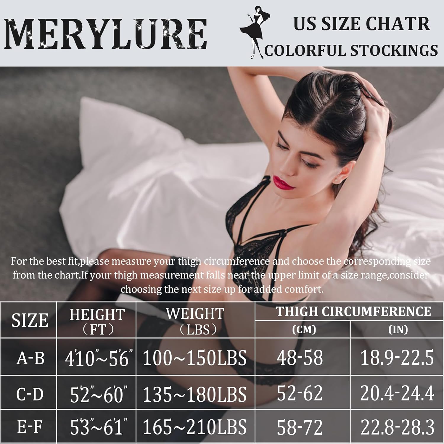 MERYLURE Thigh High Stockings Silicone Lace Top Stay Up Silk Semi Sheer Pantyhose for Women Hold Up Nylon Lingerie - Image 6