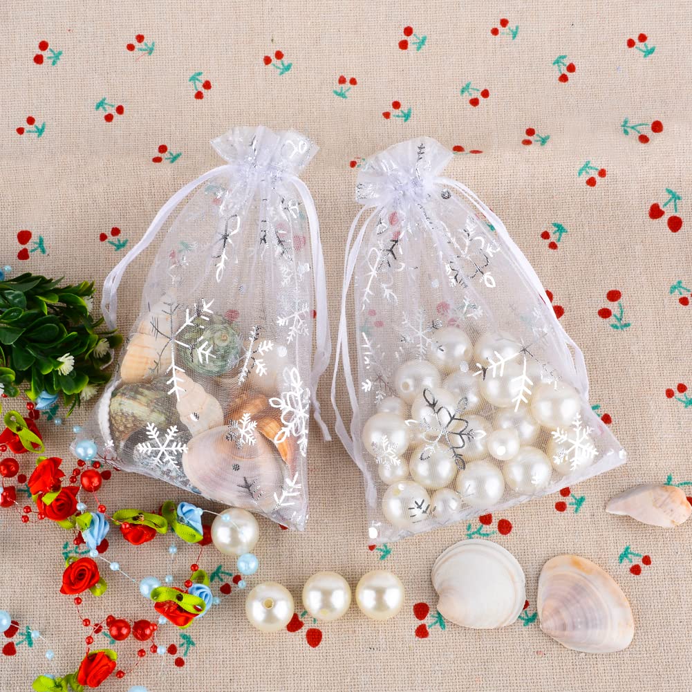 ABSOFINE 50 stuks organzazakjes, 7 x 9 cm, wit, organzazakjes, kleine cadeautasjes voor bruiloft, geschenken, vullen, mini-cadeauzakjes, fruitzakjes, sieraden, lavendelzaden, droogbloem