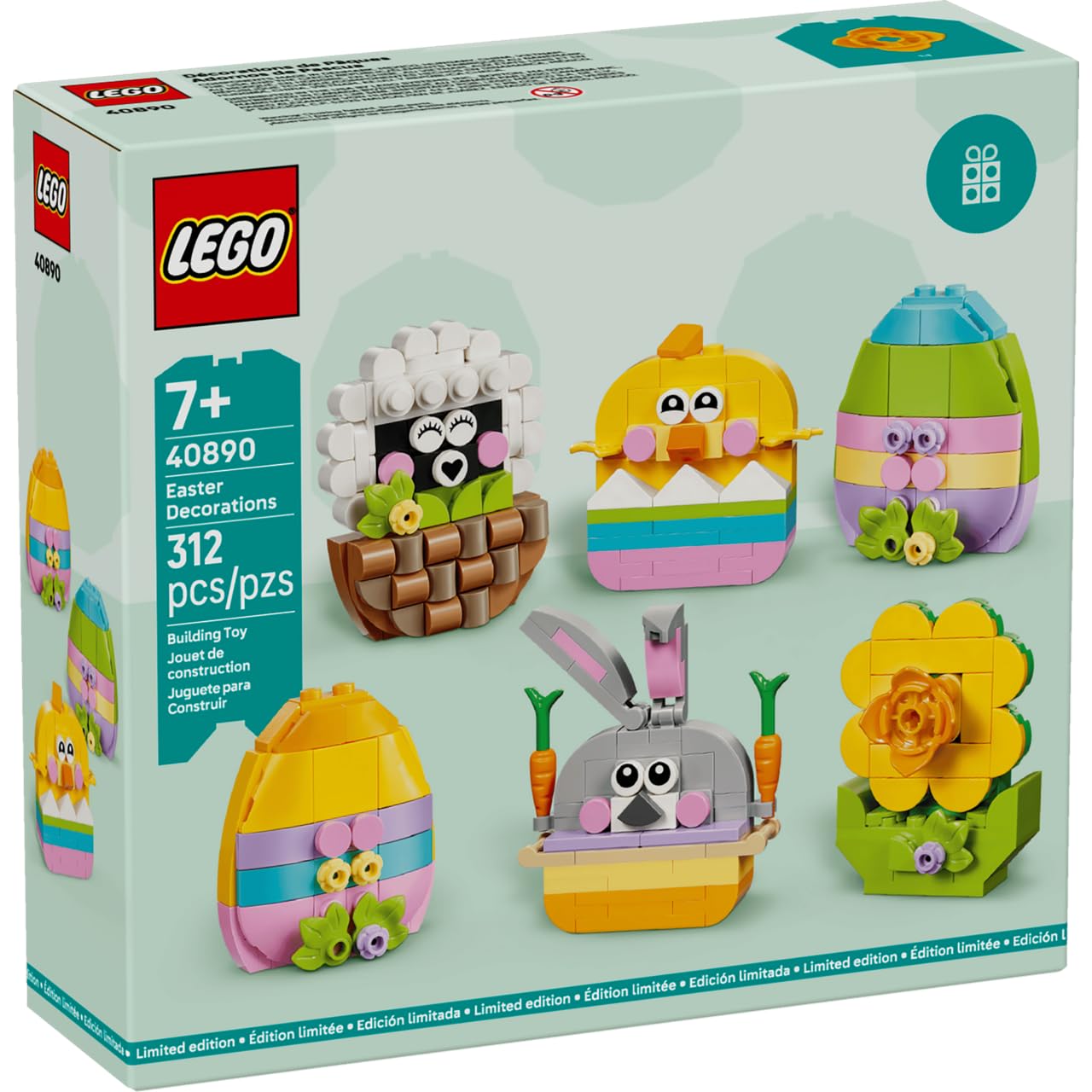 Easter Decorations – 312-Piece Spring Building Set with Bunny, Chick, Sheep, Daffodil & Colorful Eggs, Seasonal Holiday Decor Toy Gift for Kids Boys & Girls – 40890