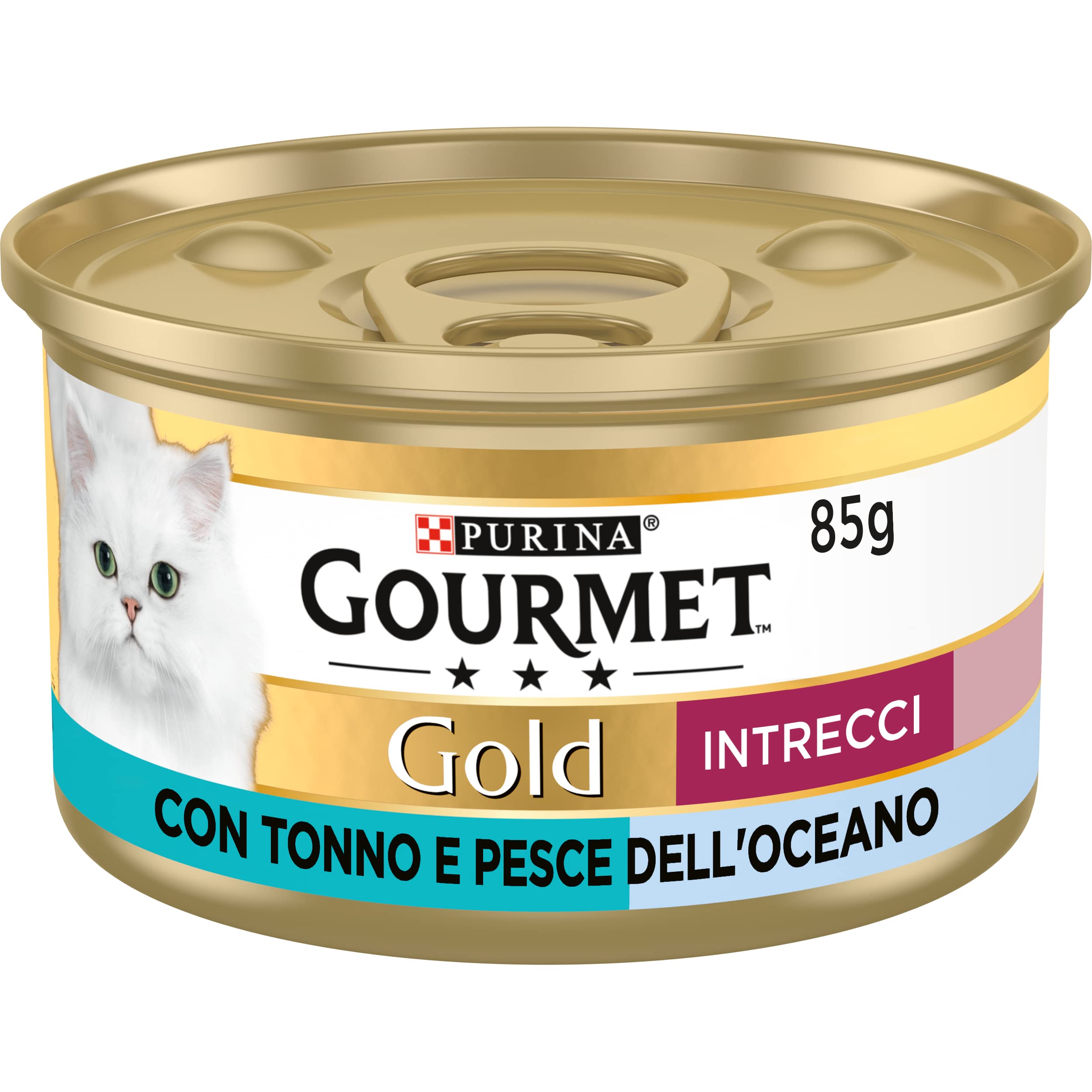 GOURMET Gold Intrecci di gusto Cibo Umido per Gatti Adulti Tortino con Tonno e Pesce dell'Oceano 24 Lattine da 85g