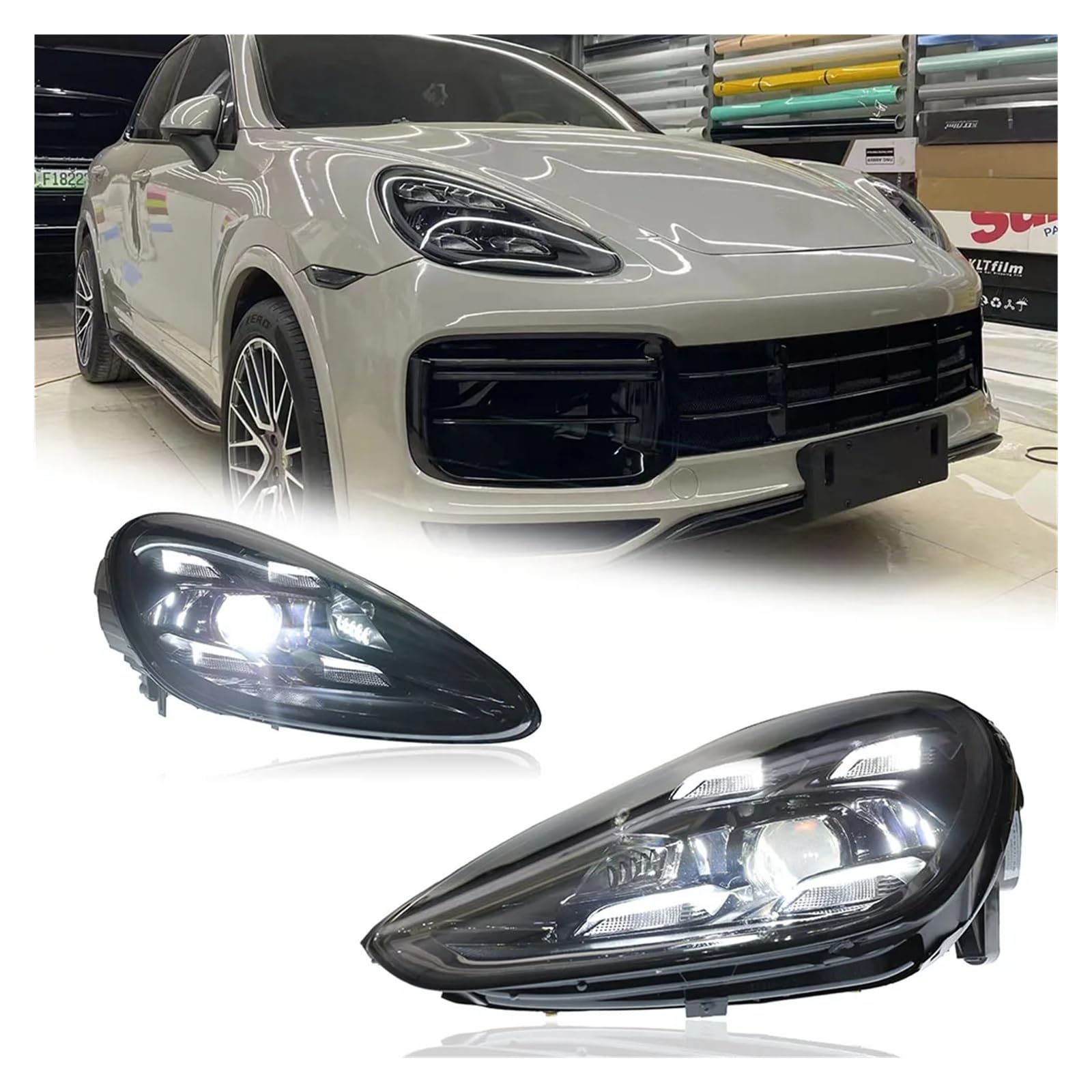 Pasuje do Pors//che Cayenne 958 11-18 Start niebieska dioda LED DRL reflektor samochodowy montaż sygnału akcesoria samochodowe(11-14,With start blue)