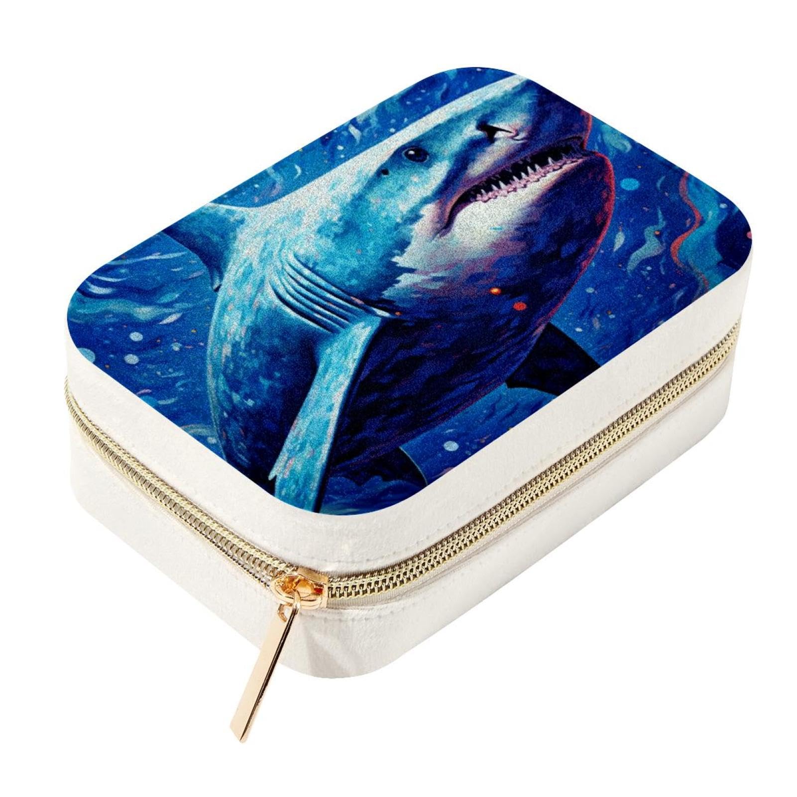 Boîte à bijoux requin étoilé grand format pour voyage et organisation quotidienne