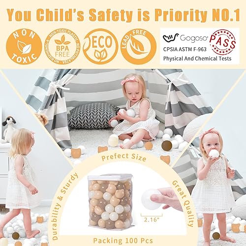 Miniatura 2 de GOGOSO Pelotas de oso con formas de bolas de oso, 100 unidades, sin BPA, a prueba de aplastamiento, bolas de piscina de juguete para diversión del