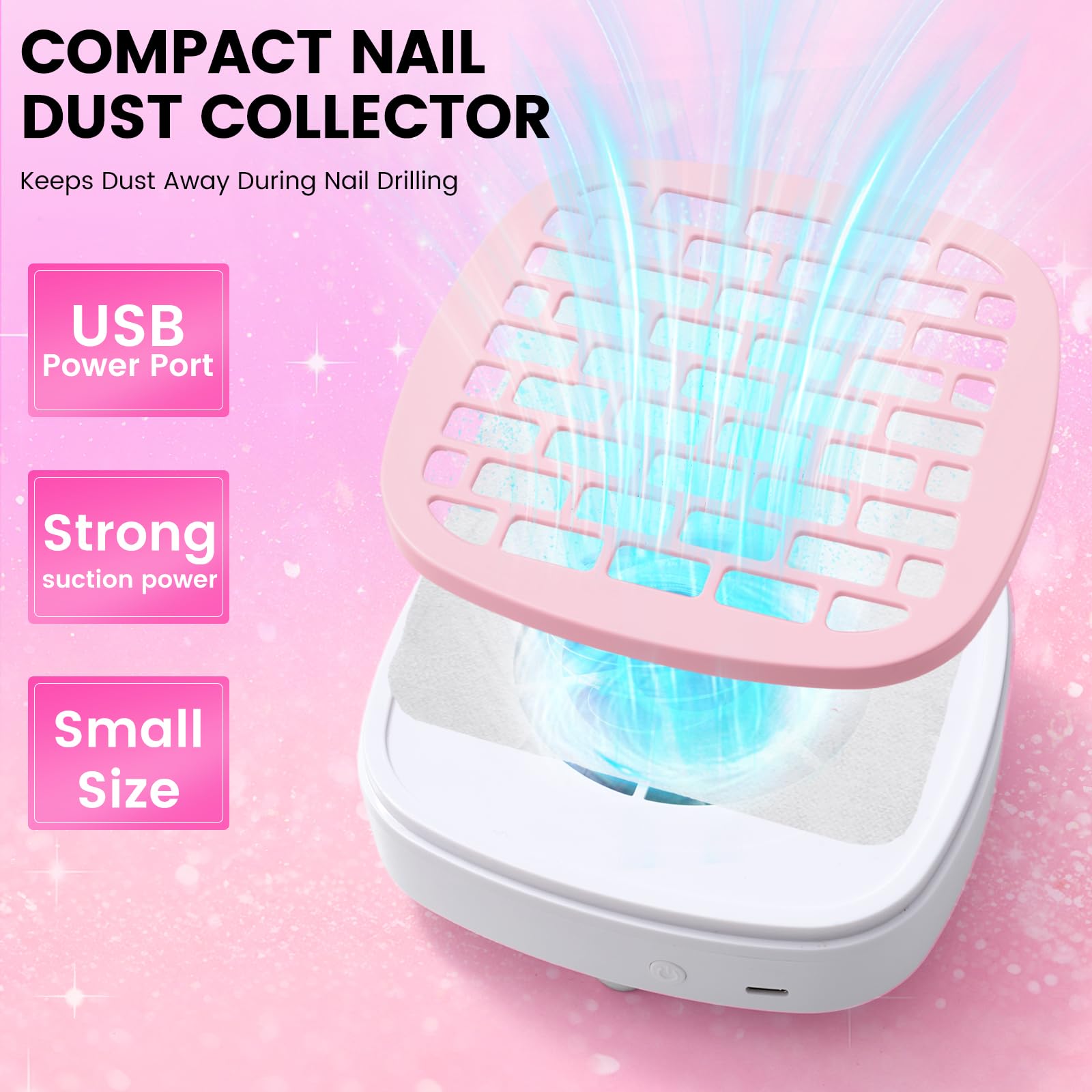 Nagelbohrer mit Staubsammler-Kit, 20000RPM Einstellbare Geschwindigkeit Elektrische Nagelfeile für Acryl & Gel Entfernung, Maniküre Pediküre Set in Transparent Wasserdicht Kosmetiktasche für Home DIY