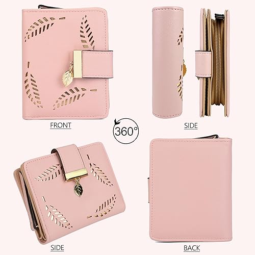 Miniatura 5 de Vodiu - Monedero corto de piel para mujer tamaño mediano plegable tarjetero monedero pequeño con hebilla cierre