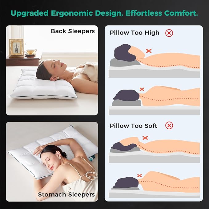 Almohada Pluma de Ganso Delgada Tamaño Estándar 46x66 cm miniatura 5