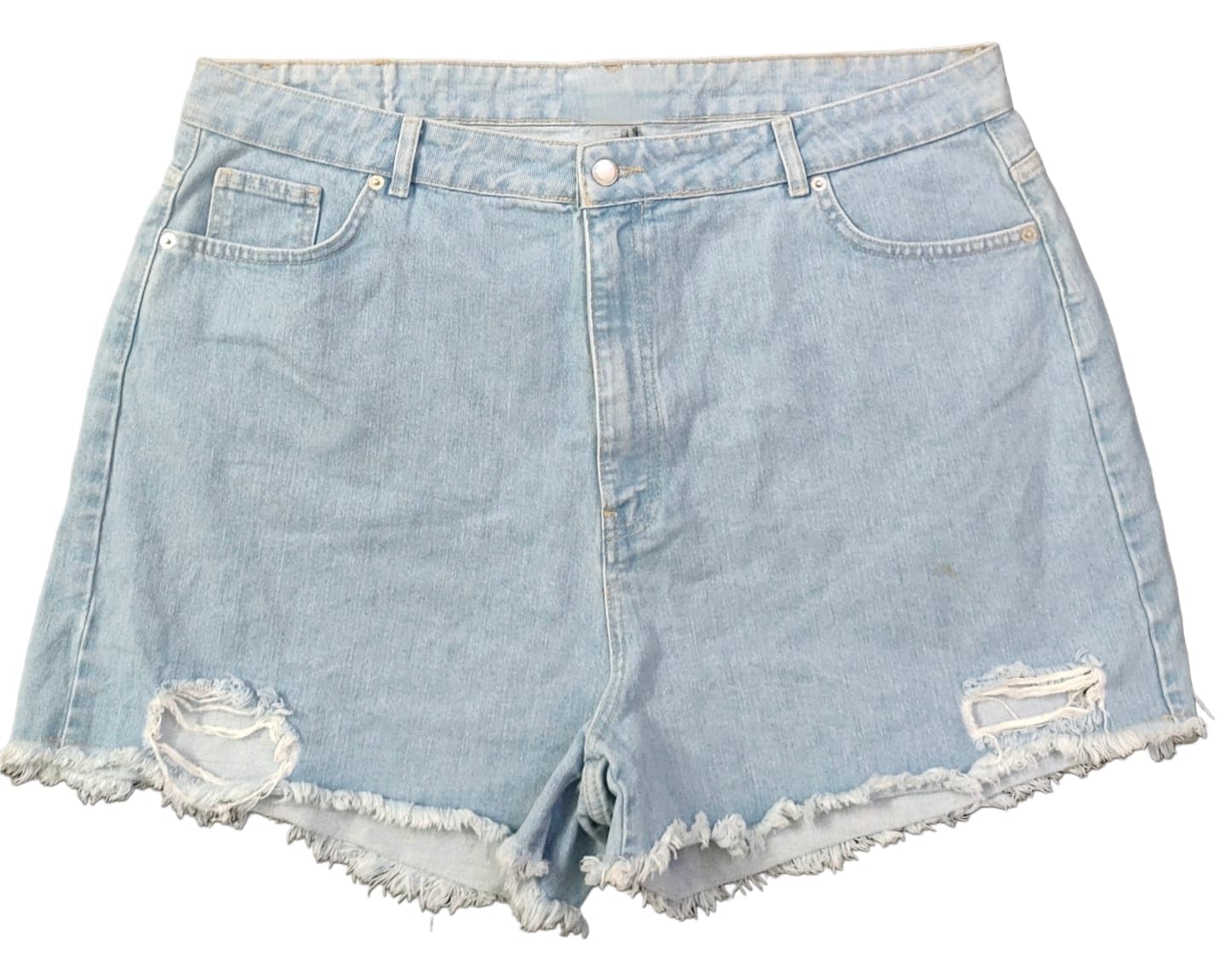 happening Plus Size Women Non Stretch Denim Boyfriend Shorts- Length 17.5 inch- Rugged- HIGH Rise- Faded Ice Blue Color- Waist Size (4XL) 40 to (5XL) 42 inch-picture-10