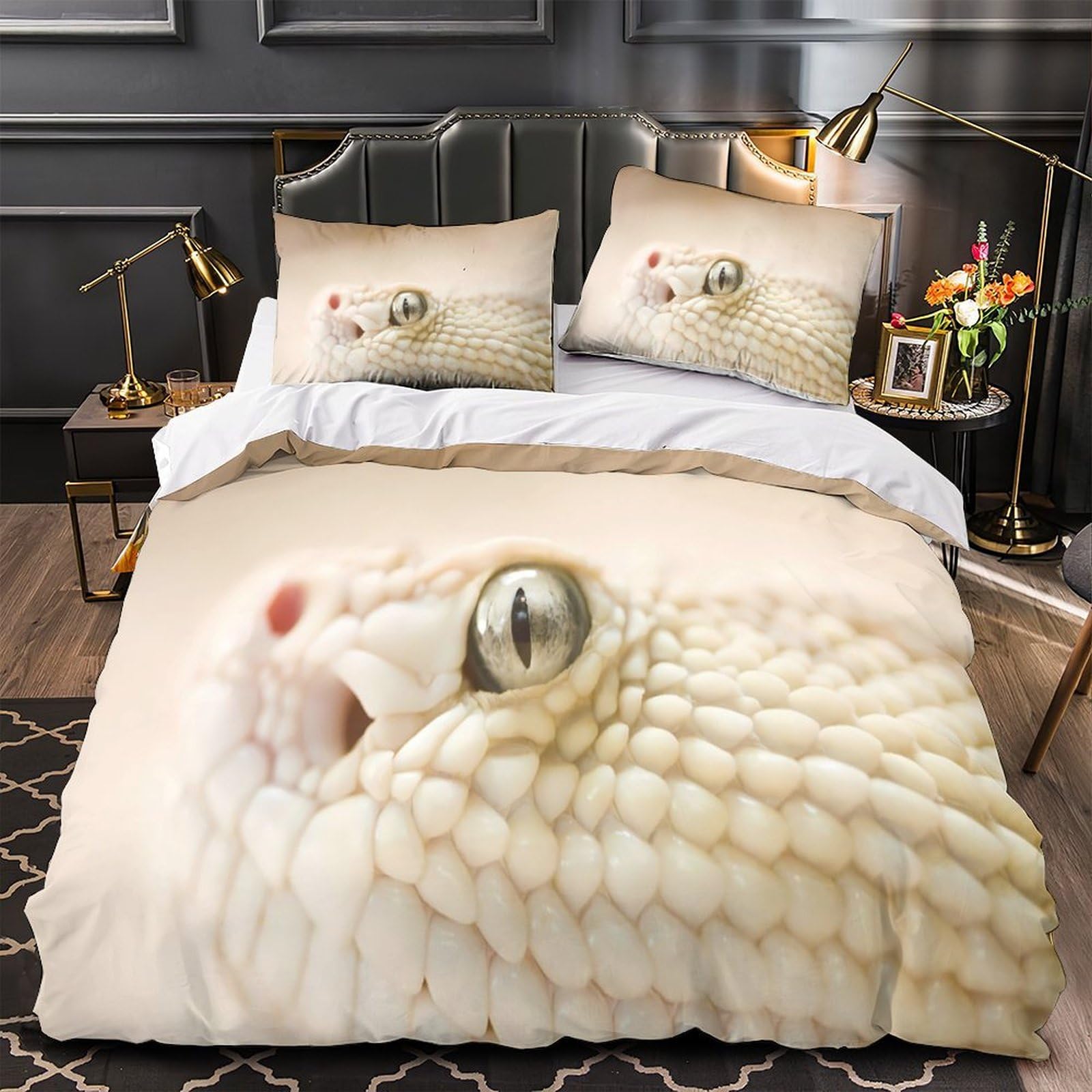Parure de lit œil de serpent 3D housse de couette microfibre 135x200