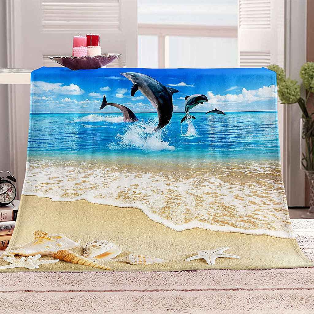Couverture Polaire Flanelle 150x200cm Étoile de Mer et Plage