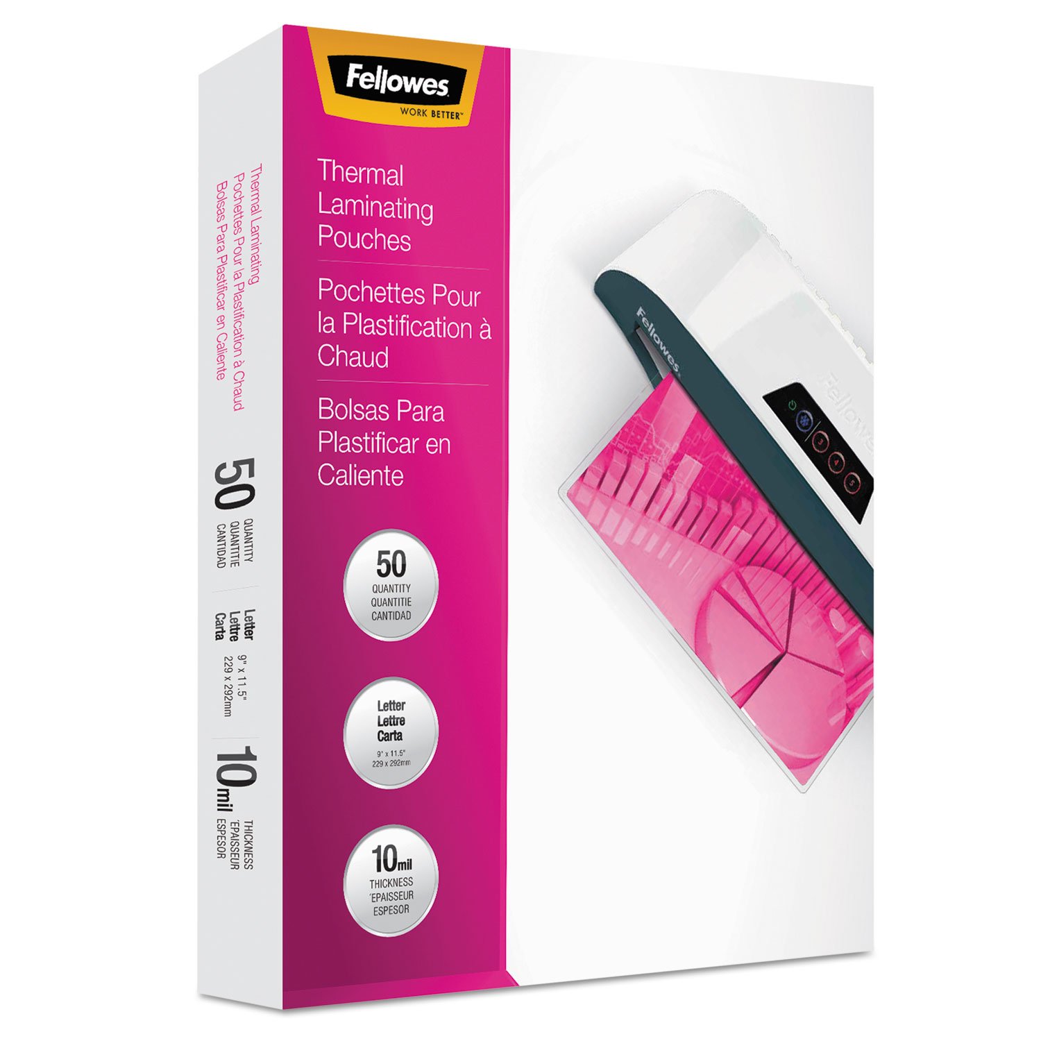 Fellowes plastificar, 7 mil, 2 5/8 x 3 7/8, ID tamaño, 100/Pack