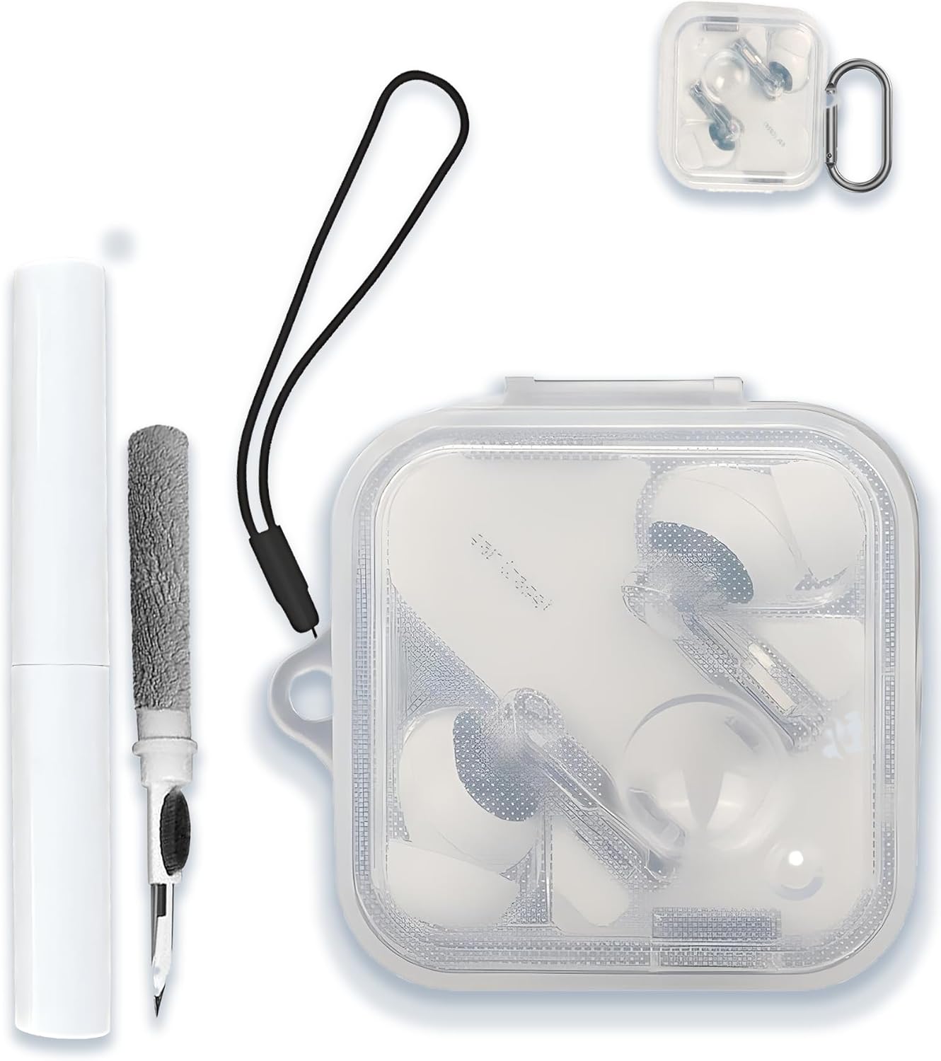 Case Cover for Nothing Ear 2024 Wireless Earbuds with ChatGPT Integration,Full Protective Soft TPU Skin Case Cover Shock-Absorbing Protective Case with Keychain,Lanyard and Cleaning Pen,Clear