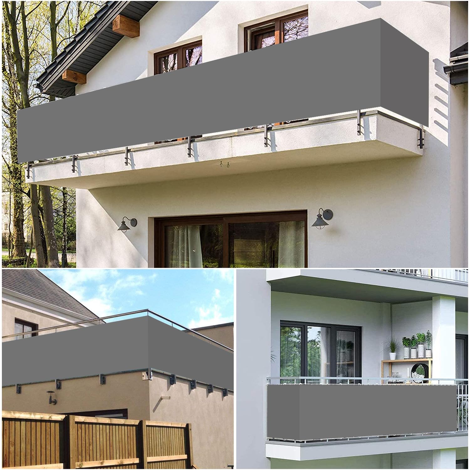 HaiTaoSy Balkon Sichtschutz Aus HDPE, 75x550 Cm – Blickdicht, UV-beständig, Ohne Bohren Montierbar
