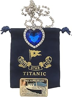 Titanic Heart of the Ocean Necklace Gift Set and Titanic Gold Bar