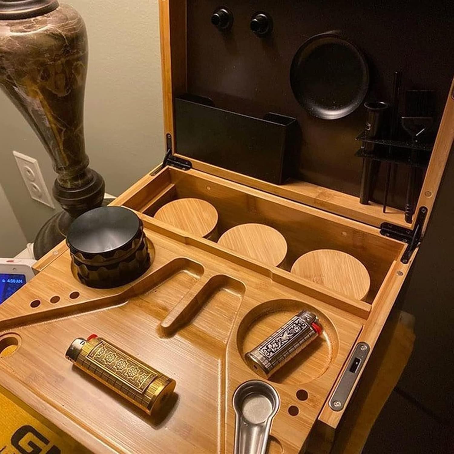 Boîte De Rangement En Bambou Premium Avec Plateau Amovible Et Serrure – Élégante Et Discrète Pour Bijoux, Souvenirs Ou Objets De Valeur