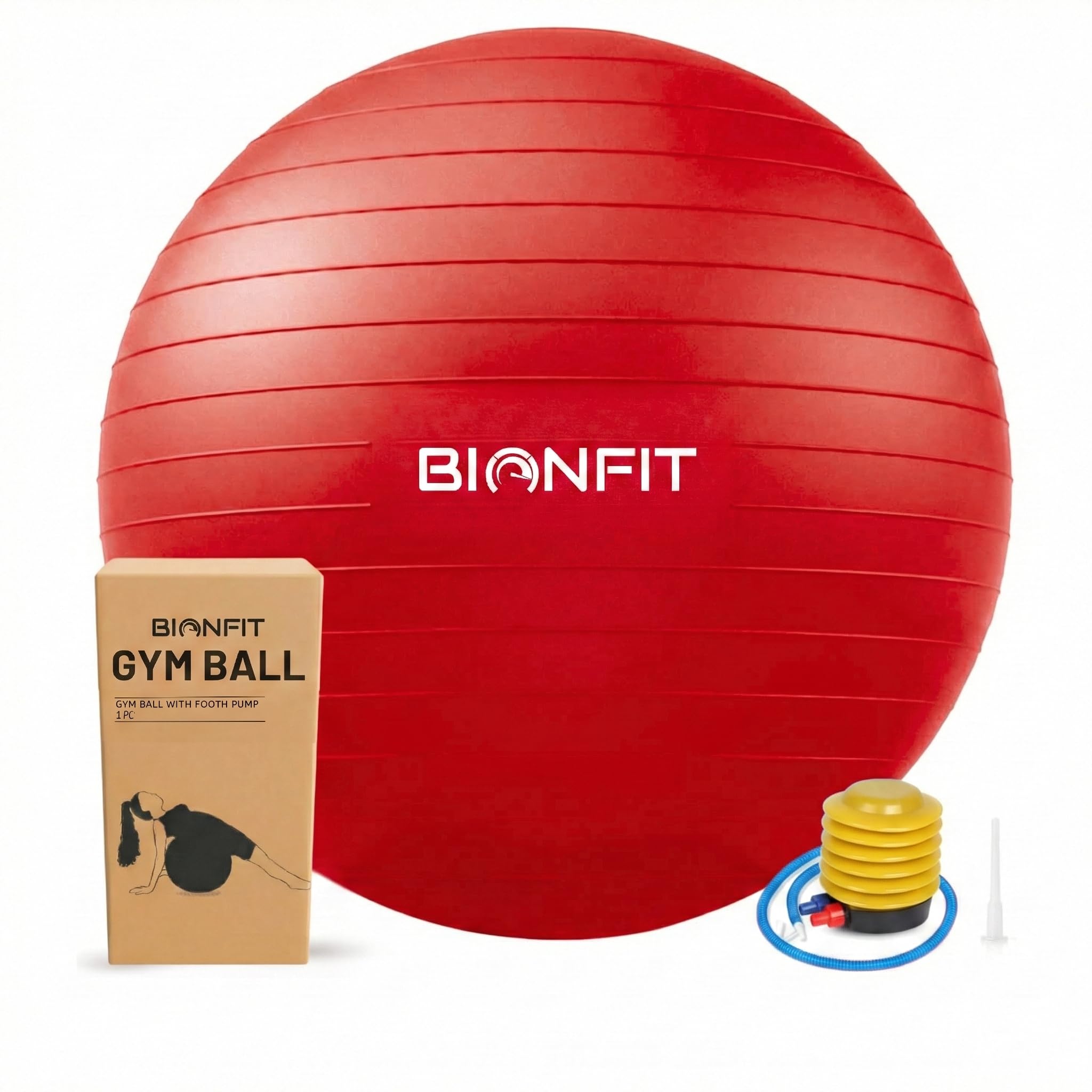 BIONFIT Premium Gym Ball for Men & Women Fitness & Exercise - Anti-Burst Stability Ball for Yoga Fitness, Pilates, Core Training & Stretching, Best Birthing Ball for Pregnancy - with Foot Pump, 85cm-picture-36