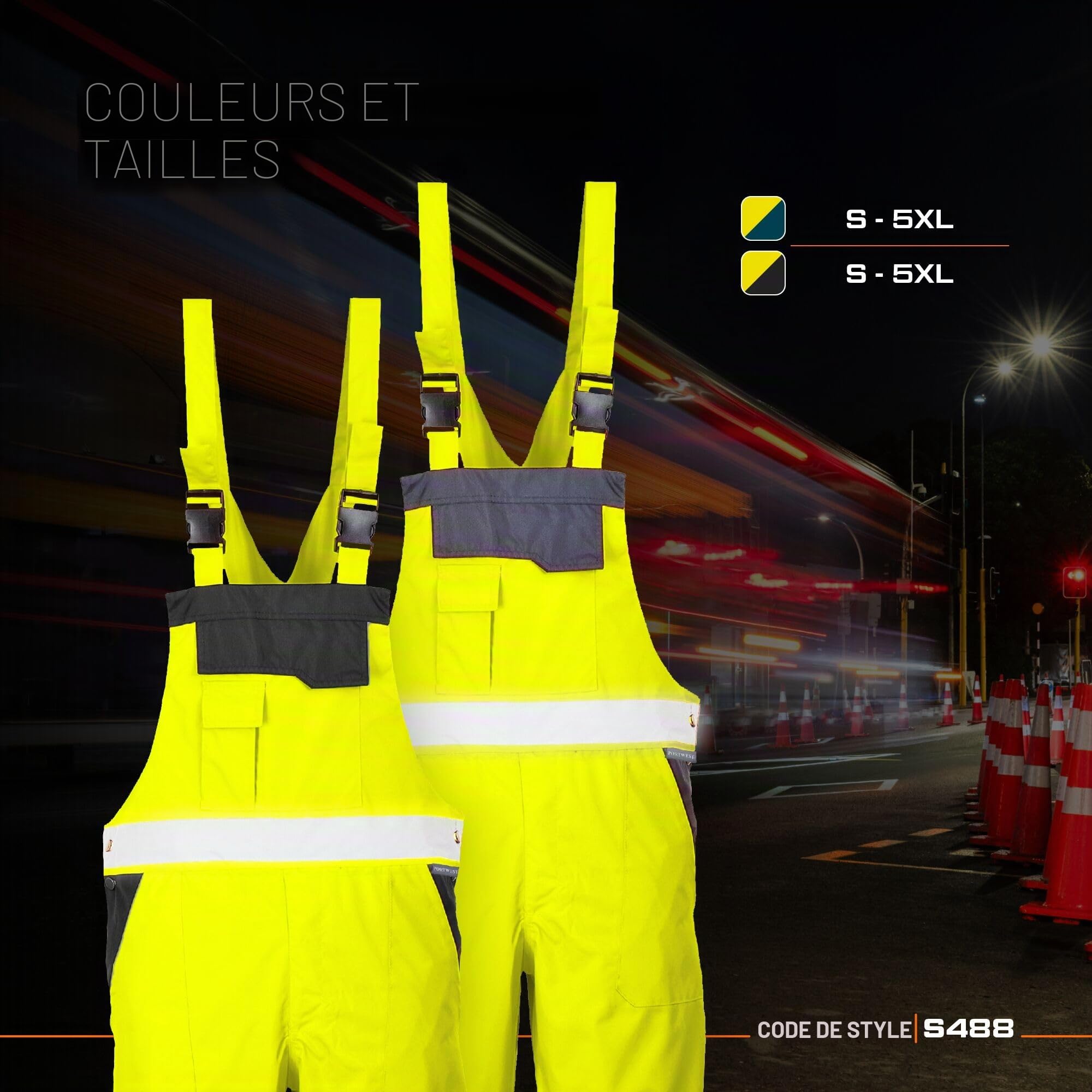 Portwest Cotte Contrast non-doublée, Couleur: Jaune/Marine, Taille: XL, S488YNRXL