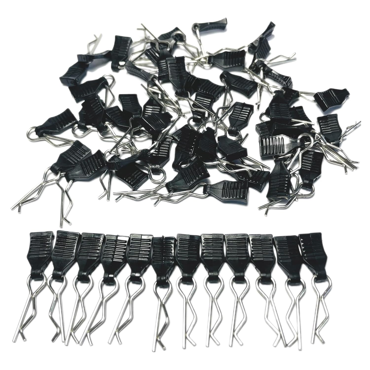 60PCS 1mm RC Body Clips with Pull Tabs for All 1/12 1/14 1/16 1/18 Scale Hyper go,Redcat Traxxas HPI Himoto HSP Exceed RC Car Body Clips,for SCX24 TRX4M H165 RC Car Truck Buggy Parts