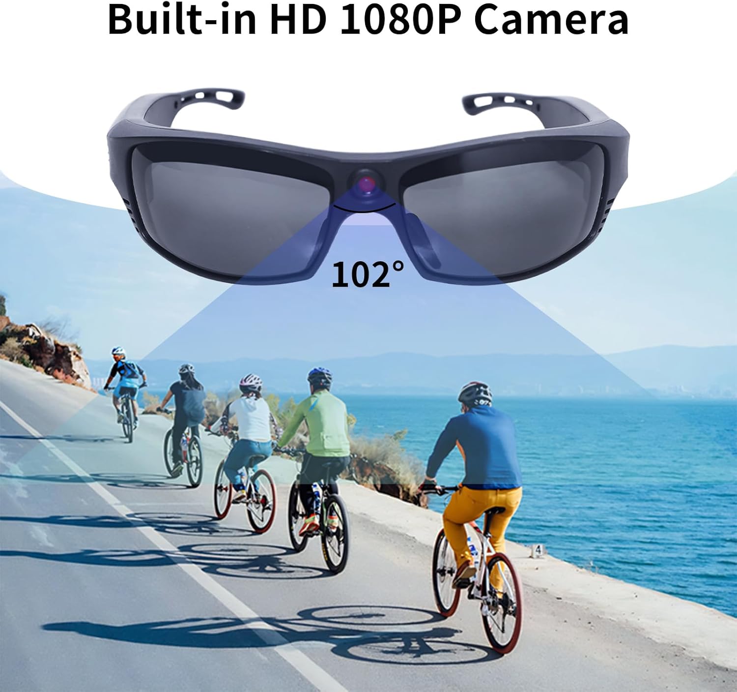 Sports Smart Glasses with Camera & 1080P HD Video Recording, Open Ear Bluetooth Speaker, AI Translation Support 110+ Languages, for Cycling, Running & Outdoor(Include 32Gb Card)