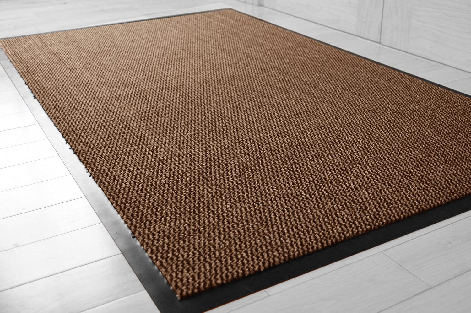 TrendMakers Hardwearing Heavy Duty Rubber Barrier Entrance Door Kitchen Utility Dust Floor Long Short Narrow Hall Hallway Runners Mats Rugs Black PVC Edge Pile Top | BEIGE/BLACK | 40cm x 60cm — image 1