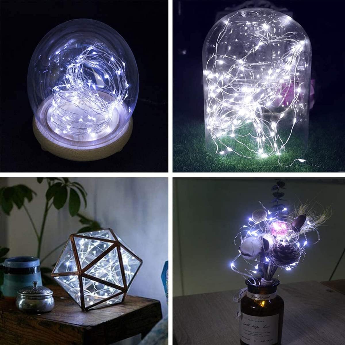 HELESIN Batteria per lucine 2 m, 12 pezzi 20 lucine a LED, mini lucine con batteria (34 * CR2032), filo per lucine impermeabili Piccola decorazione per feste, Natale, Halloween (multicolore