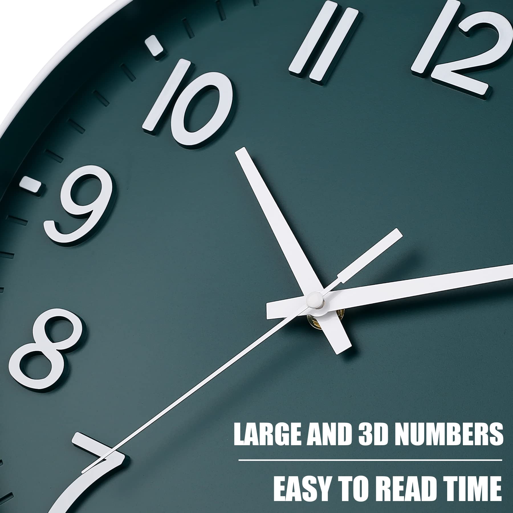 Orologio Da Parete Silenzioso HZDHCLH 30.5 Cm - Senza Ticchettio, Numeri 3D, Bianco - Foto 4