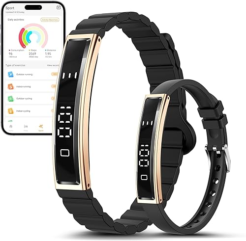 Rastreador de sueño y fitness con 2 bandas, pulsera inteligente ligera para mujeres y hombres, frecuencia cardíaca 247, oxígeno en sangre y monitor