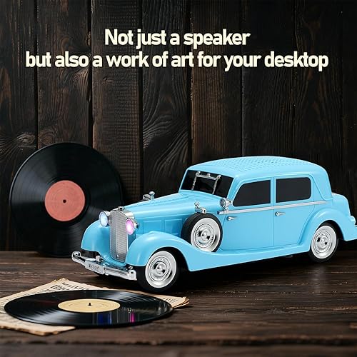 Miniatura 8 de WS-1934 Retro Classic Car Bluetooth Replica Altavoz Sonido HD inalámbrico con radio FM, TWS estéreo, luces LED de fiesta, micrófono incorporado