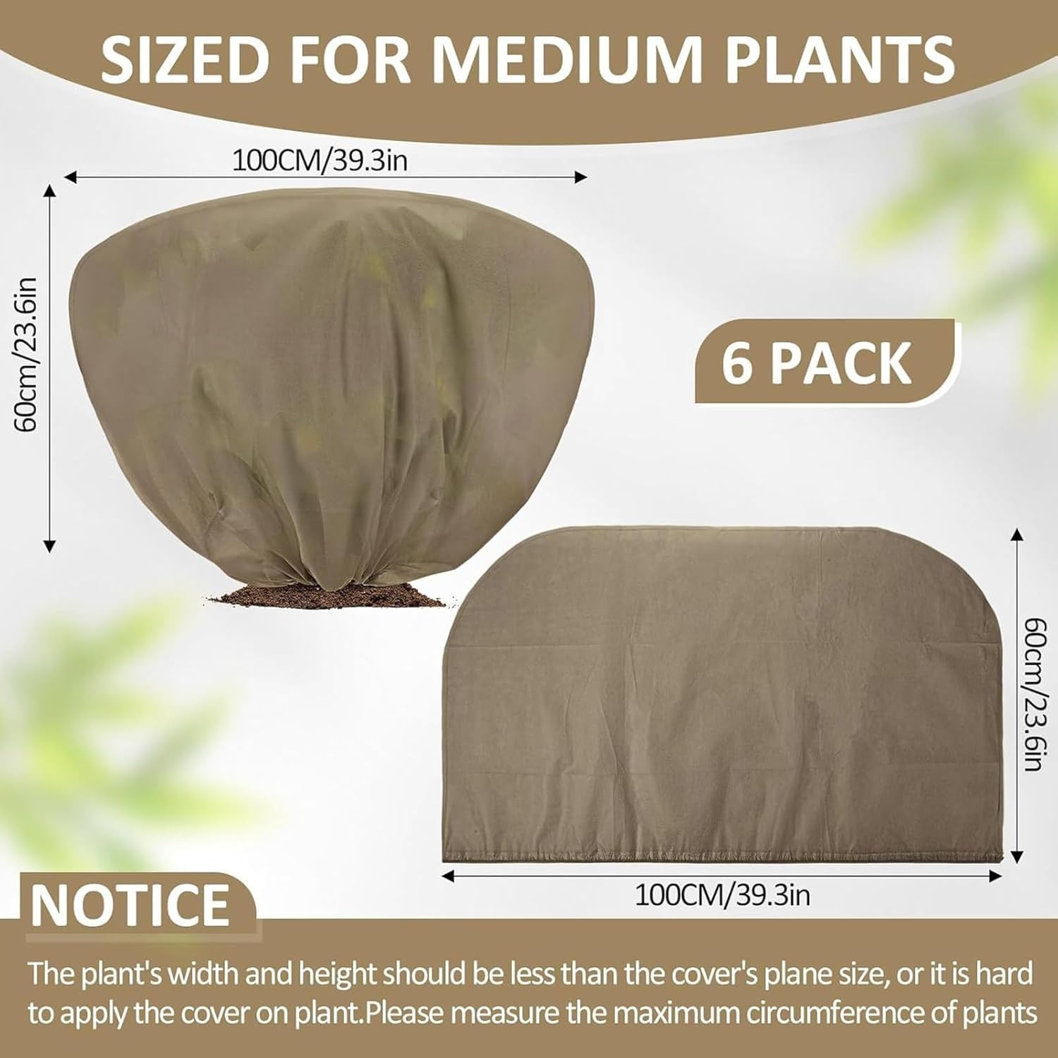 Winter Plant Covers Freeze – Durable Protection 6 Piece Protector, Premium, Tree Frost Blankets Drawstring, Shrub Lawn Garden Outdoor | Shrub Tree Lawn Garden Outdoor Fruit Potted