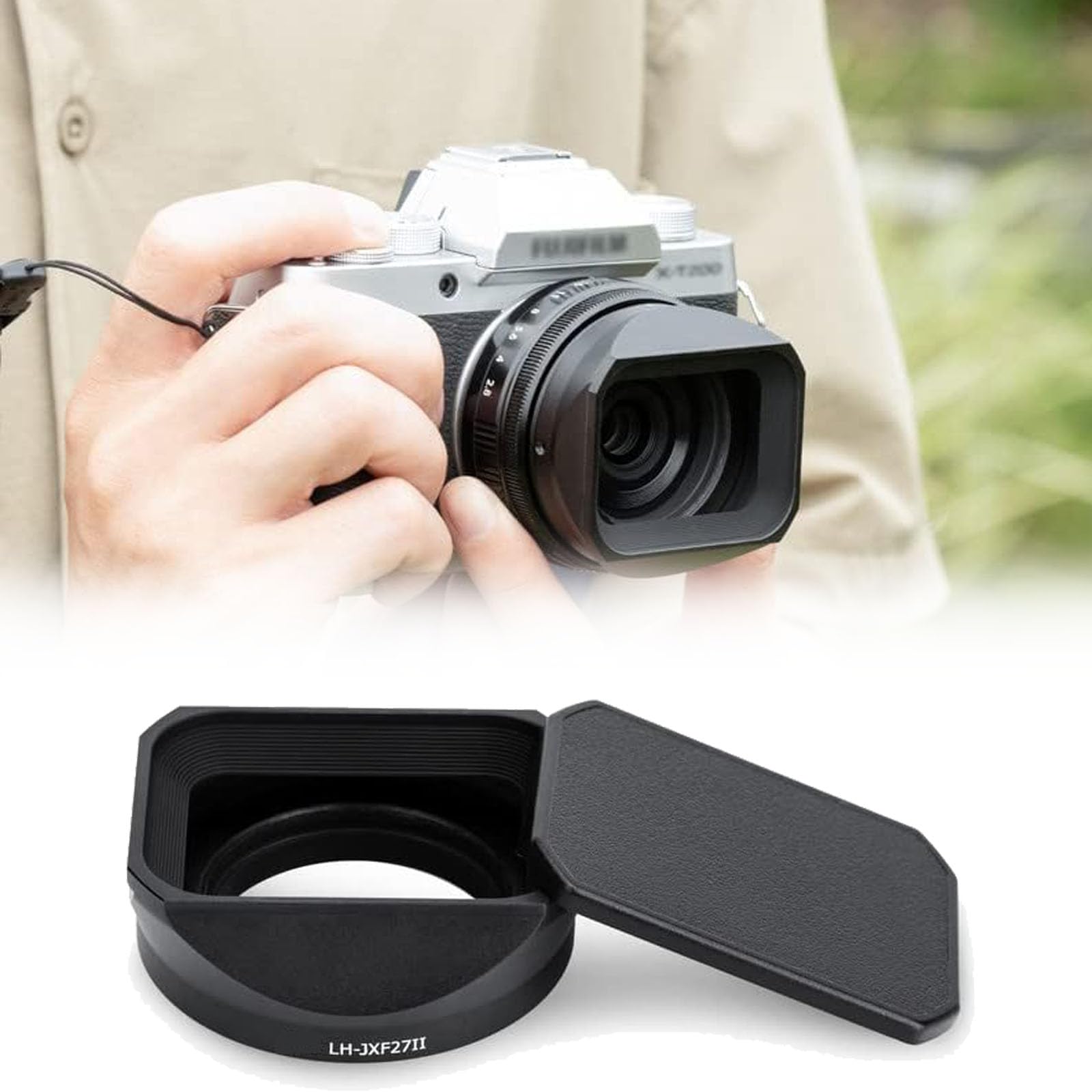 NALACAL Metal Camera Lens Hood with Hood Cap fit for FUJIFILM XF 27mm F2.8 R WR, Replaces Original Fujifilm LH-XF27 Lens Hood, Reduce Lens Flare, Prevent Reflection, Protect Lens