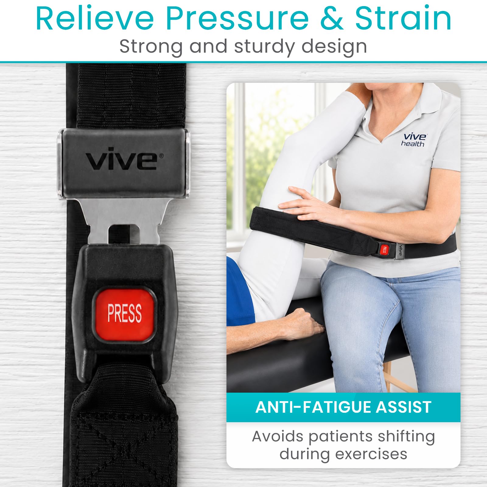 Vive Mobilization Belt for Physical Therapy with Buckle - Manual Traction Stretching Band - PT Traction Strap Belt for Stretching, Mobility, Massages & Exercise — Amazon image 8