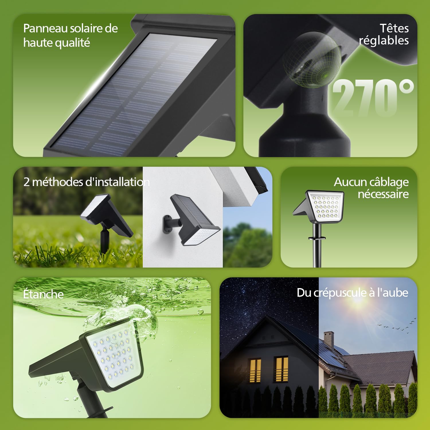 Philips Set di 6 faretti da esterni, impermeabili, 28 LED 7500 K, illuminazione paesaggistica per giardino, vialetto e prato, funzione crepuscolo all'alba