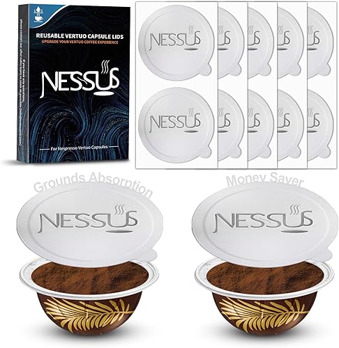 NESSUS Tapas de papel de aluminio para cápsulas Nespresso reutilizables Vertuo, sellos de aluminio para rellenar cápsulas de Vertuoline, cápsulas de