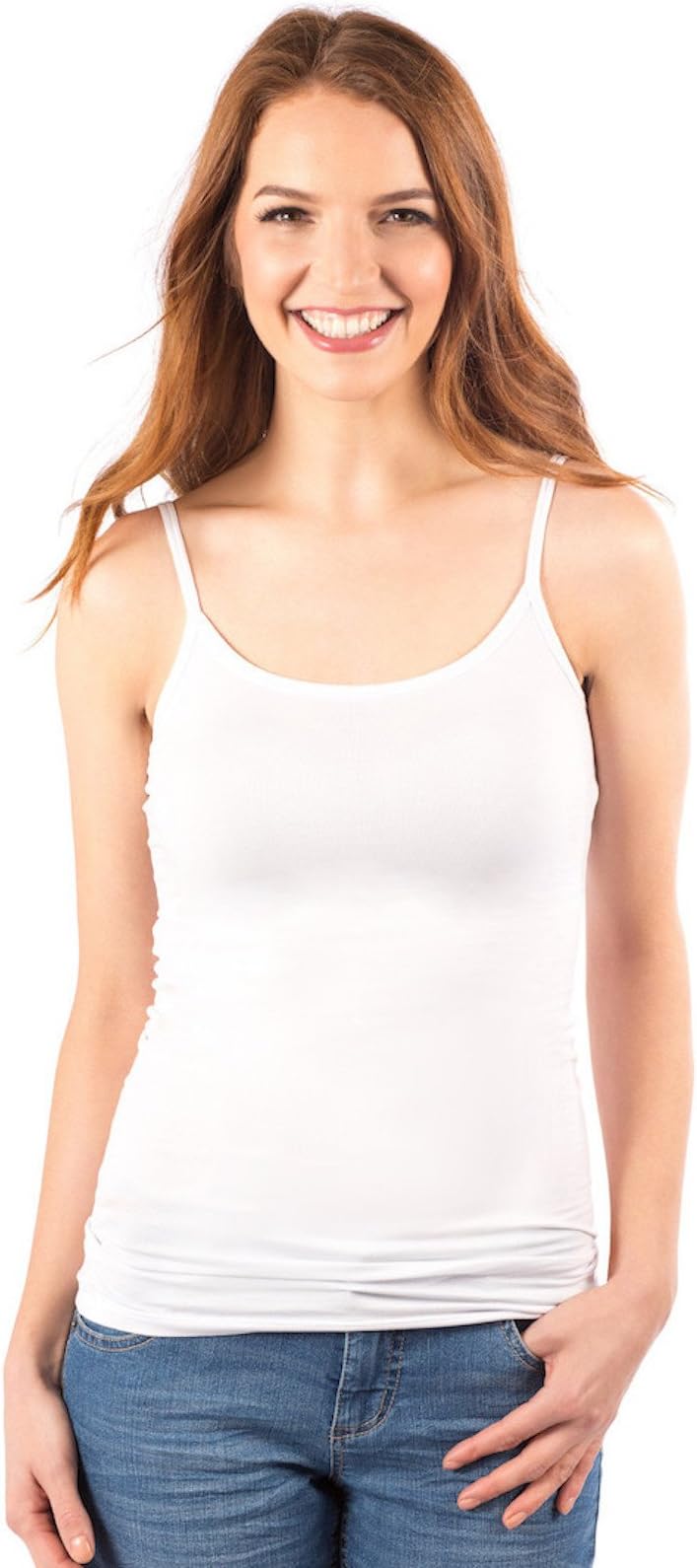 zhAjh Womens Cotton Spandex Mercerized Layering Camisole (White,Large)