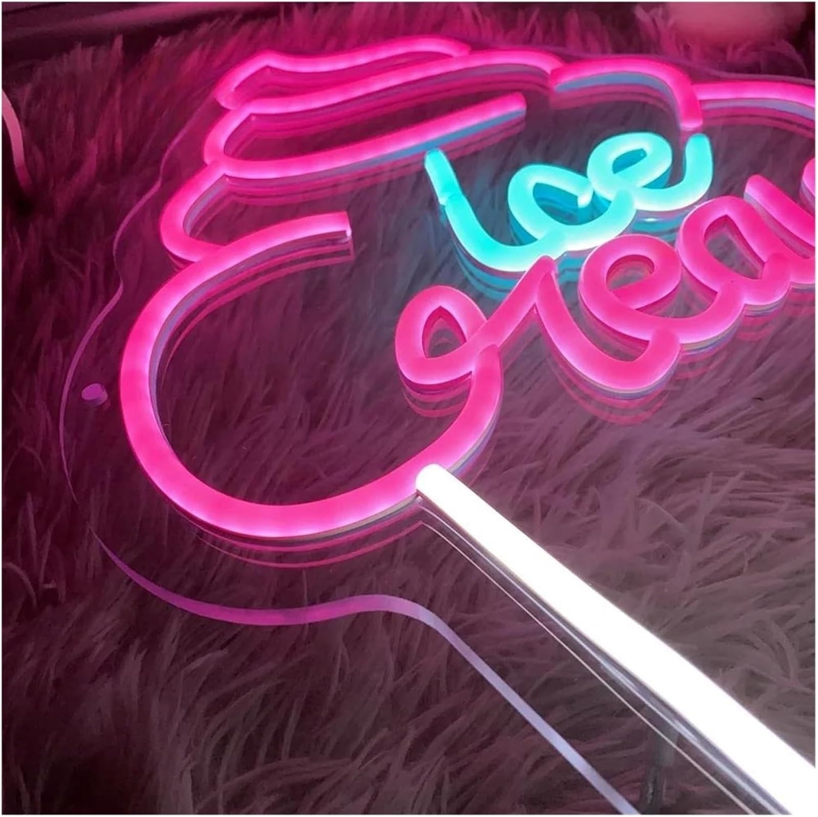 Insegna al neon con scritta "Benvenuto gelato" utilizzata per la decorazione di ristoranti, bar e negozi, 30 cm × 40