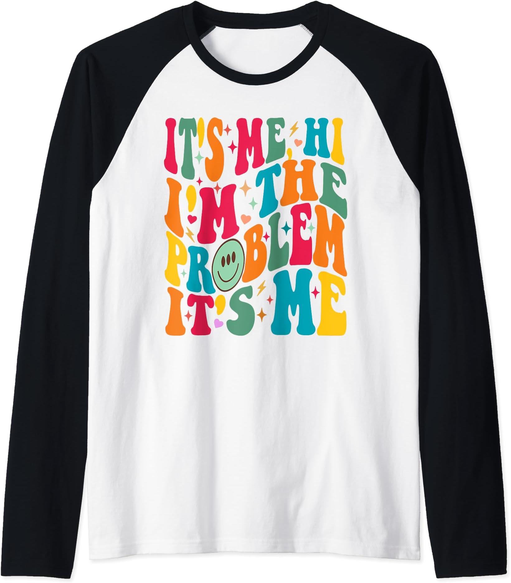 It's-Me Hi I'm The Problem It's-Me Funny Meme Vintage Groovy Raglan Baseball Tee