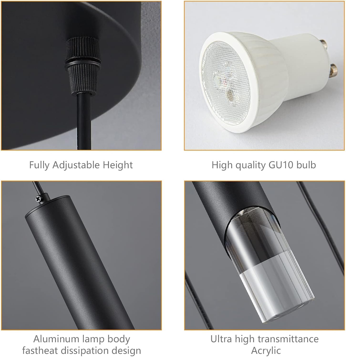 Modern Pendant Light Kitchen Light Fixture Dimmable LED Black Mini Pendant Lights Dinning Room Black Pendant Lighing for Kitchen Island Bedroom (5-Light)