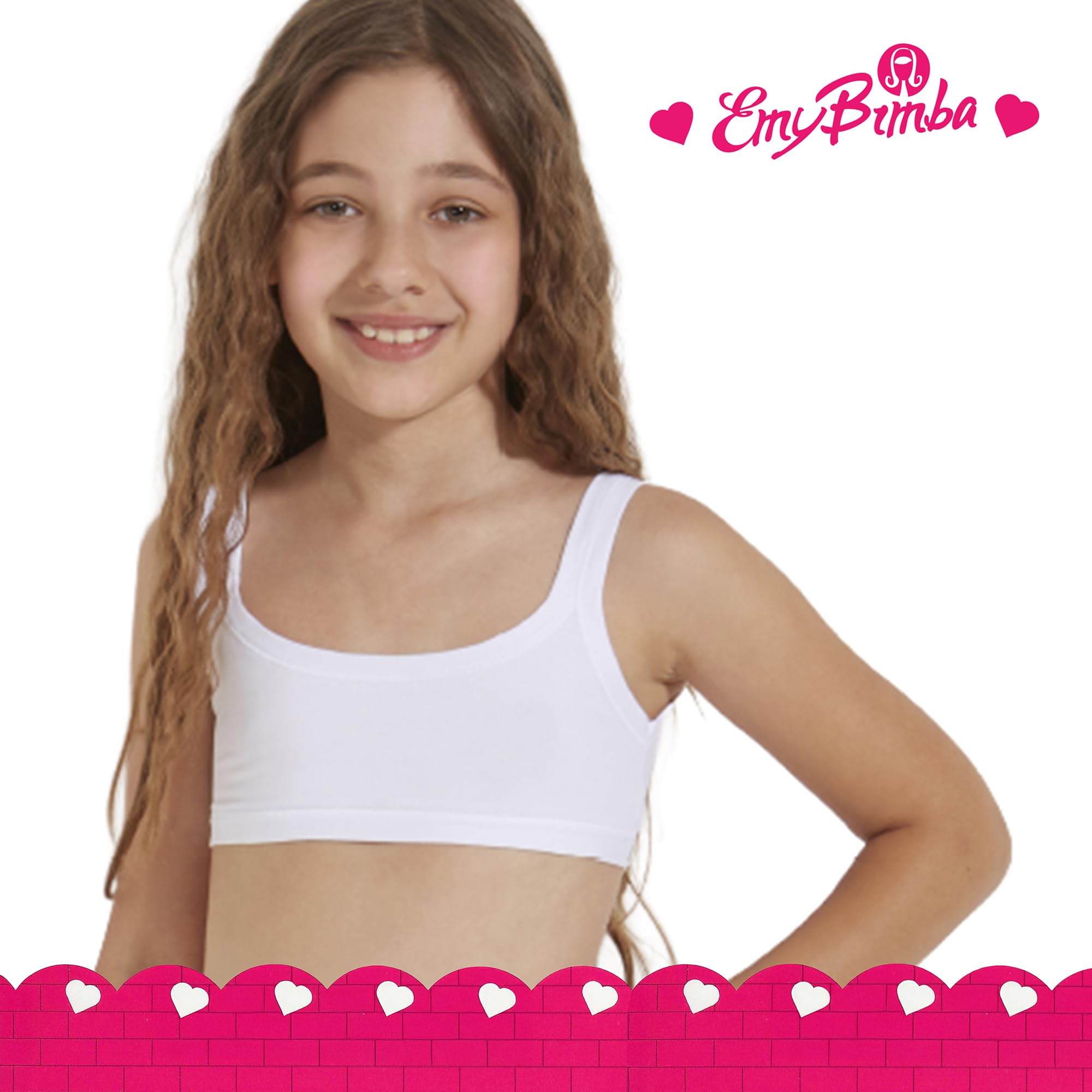 EMY Conjunto de brassiere y braguitas para niña, pantalones cortos de algodón | Ideal para danza, gimnasia, patinaje | blanco y negro | Tallas 4-12 años | Ropa interior natural y transpirable