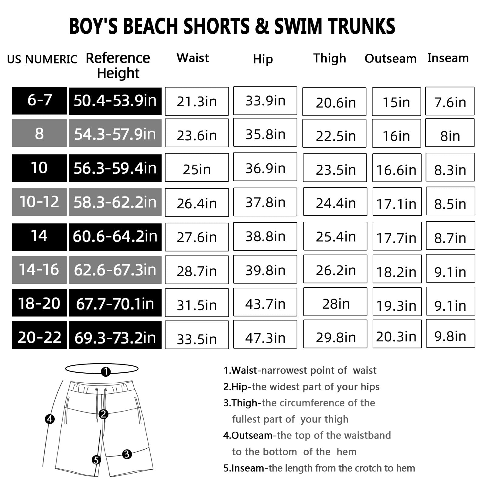 MEILONGER Traje de baño para niños, de secado rápido, para playa, tallas 6-7, 8, 10-12, 14-16