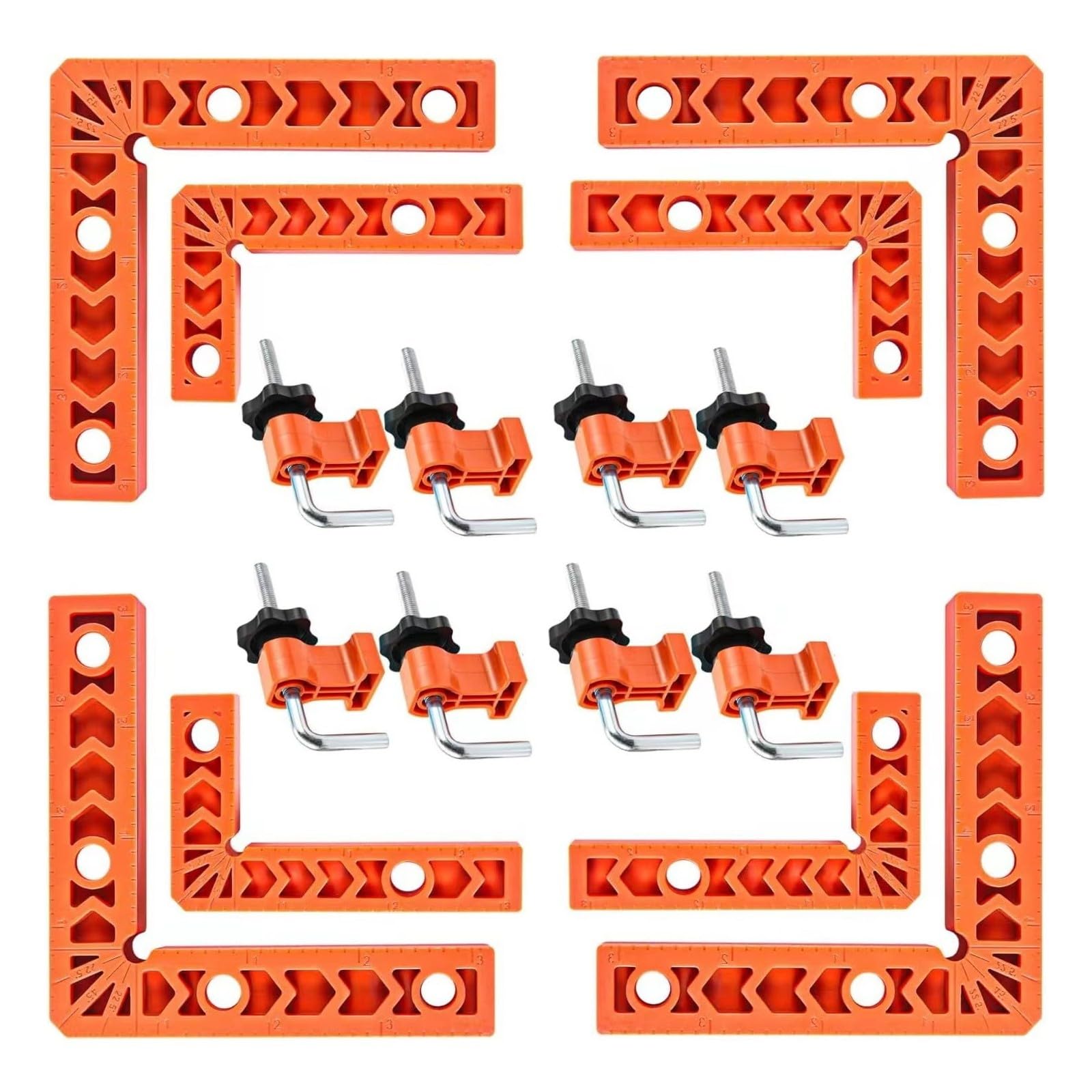 8 Set Multifunction Corner Clamps for Woodworking Right Angled Positioning Squares for Cabinets Drawers Frames Projects Woodwork Clamps