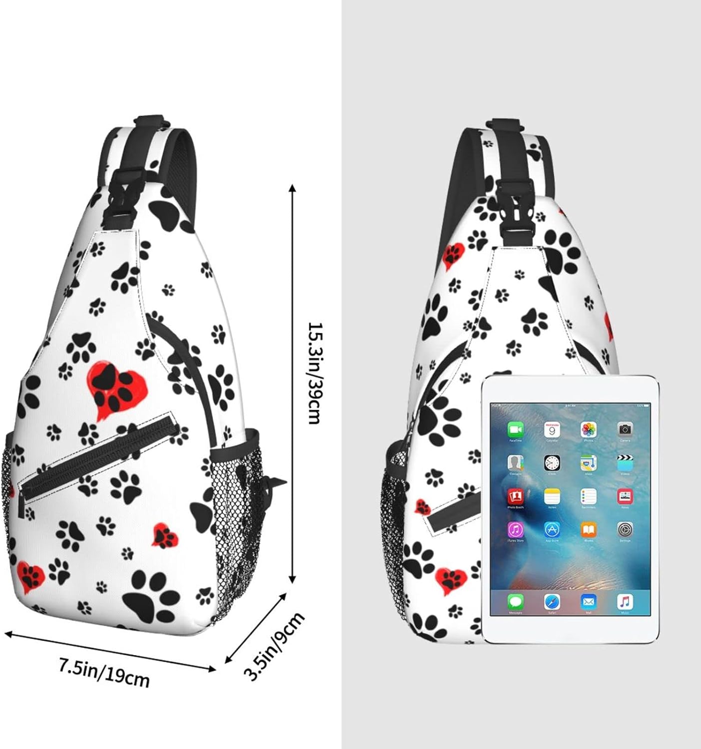 Dog Paws Print Sling Bag Crossbody Backpack For Women Men Hiking Travel Shoulder Pouch Small Daypack Casual One Strap Pack Lightweight Cross Chest Bag - Image 3