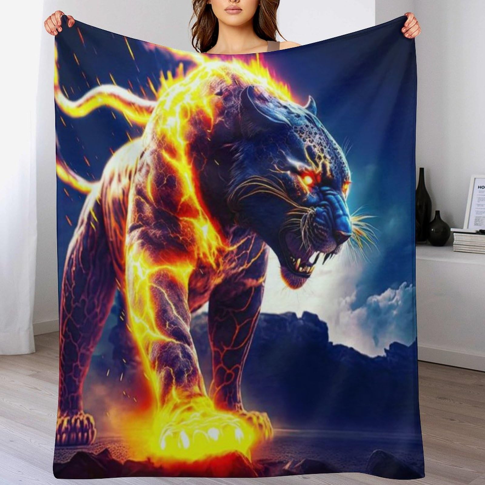 Plaid polaire léopard en flanelle 100x130 cm pour canapé et lit