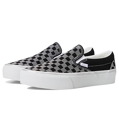 Vans Classic Slip On Platform Slip on Shoes Metallic Checkrbrd Black
