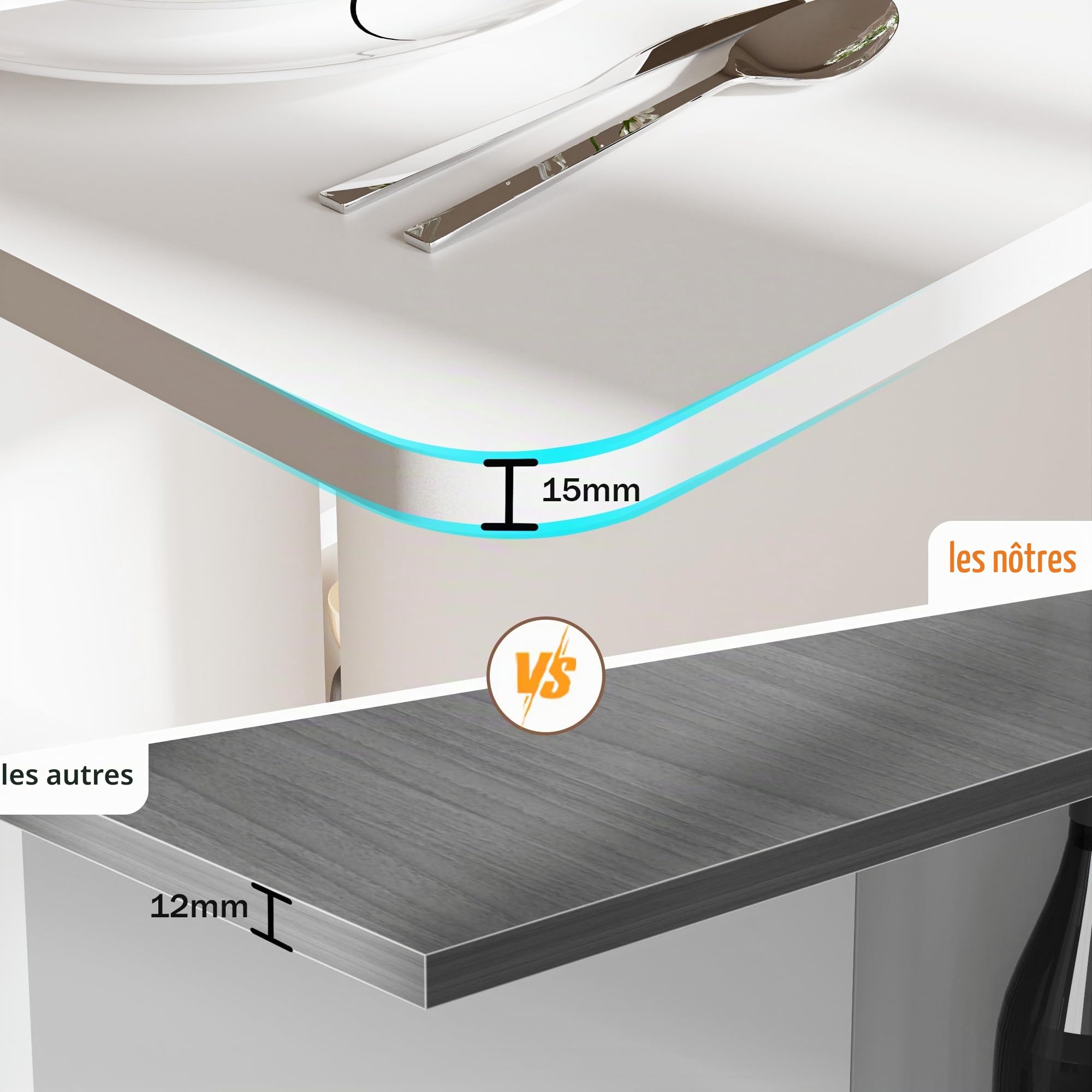 Table à Manger Pliante, Mobile Table de Cuisine avec roulettes pour 6 Personnes avec 1 Grande Armoire et 3 Compartiment Ouvert, pour Petits espaces, Salle à Manger, 100 x 70 x 79 cm Blanc