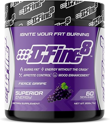Miniatura 9 de D-Fine8 Polvo energético termogénico pre-entrenamiento y suplemento de trituración, aumenta la energía, estado de ánimo y enfoque, sin azúcar,