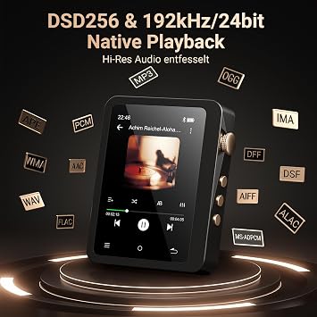 MECHEN 128GB Hi Res MP3 Player Bluetooth Verlustfreier Hochauflösender Digitaler Ton DSD DAC FLAC Player 192Khz/24bit Touchscreen USB C OTG mit Lederetui (M33) Bluetooth 5.3 ES9018K2M DAC DSD FLAC Player Verlustfreie Audio 28 Zoll Touchscreen192Khz/24bit USB C OTG 2000mAh
