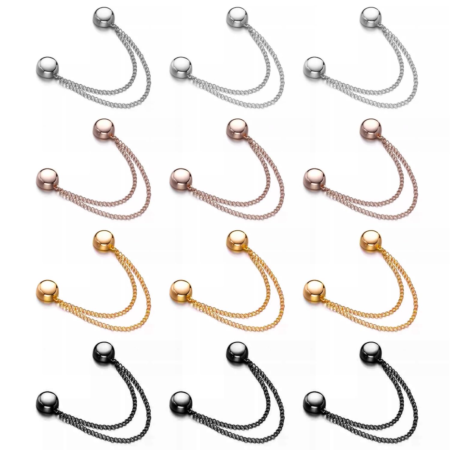 Wufgwbd Unisex Gold 12 Pieces Of Trouser Leg Magnetic Buckles, Trouser Leg Fixing Clips, Multifunctional Magnetic Clothes Clips, No Punching Clothes Clips, Clothing Accessories