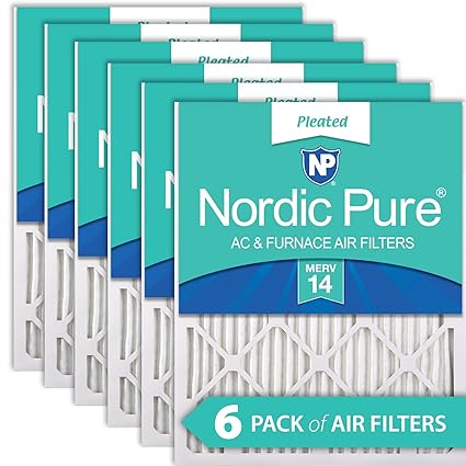 Nordic Pure 16x25x1M14-6 Pleated AC Furnace Air Filter, Box of 6