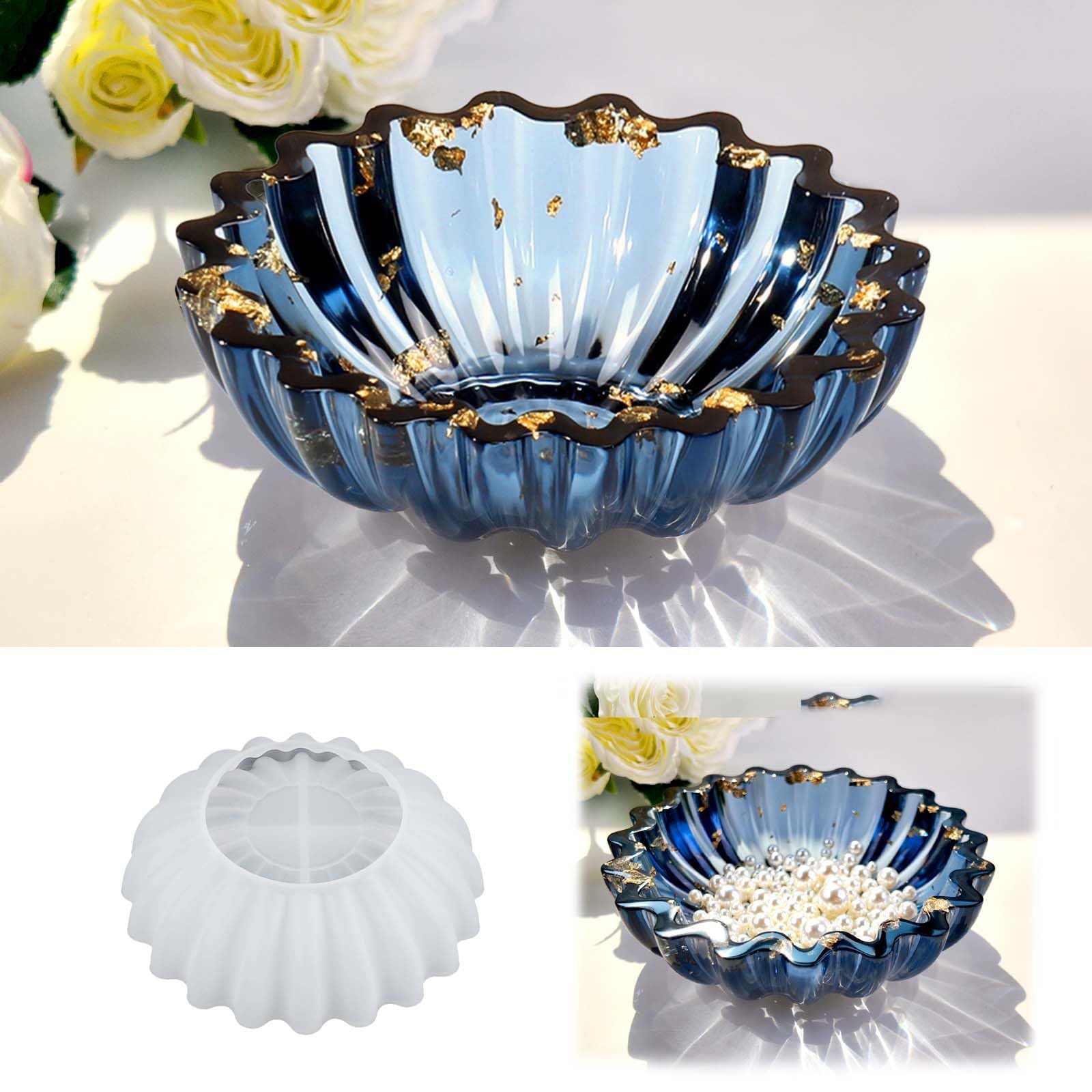 Concrete Mould, Trinket Tray Mould, Candles Mould 5.24"x1.65" Flower Silicone Jar Resin Cement Candle DIY Gift-image-13