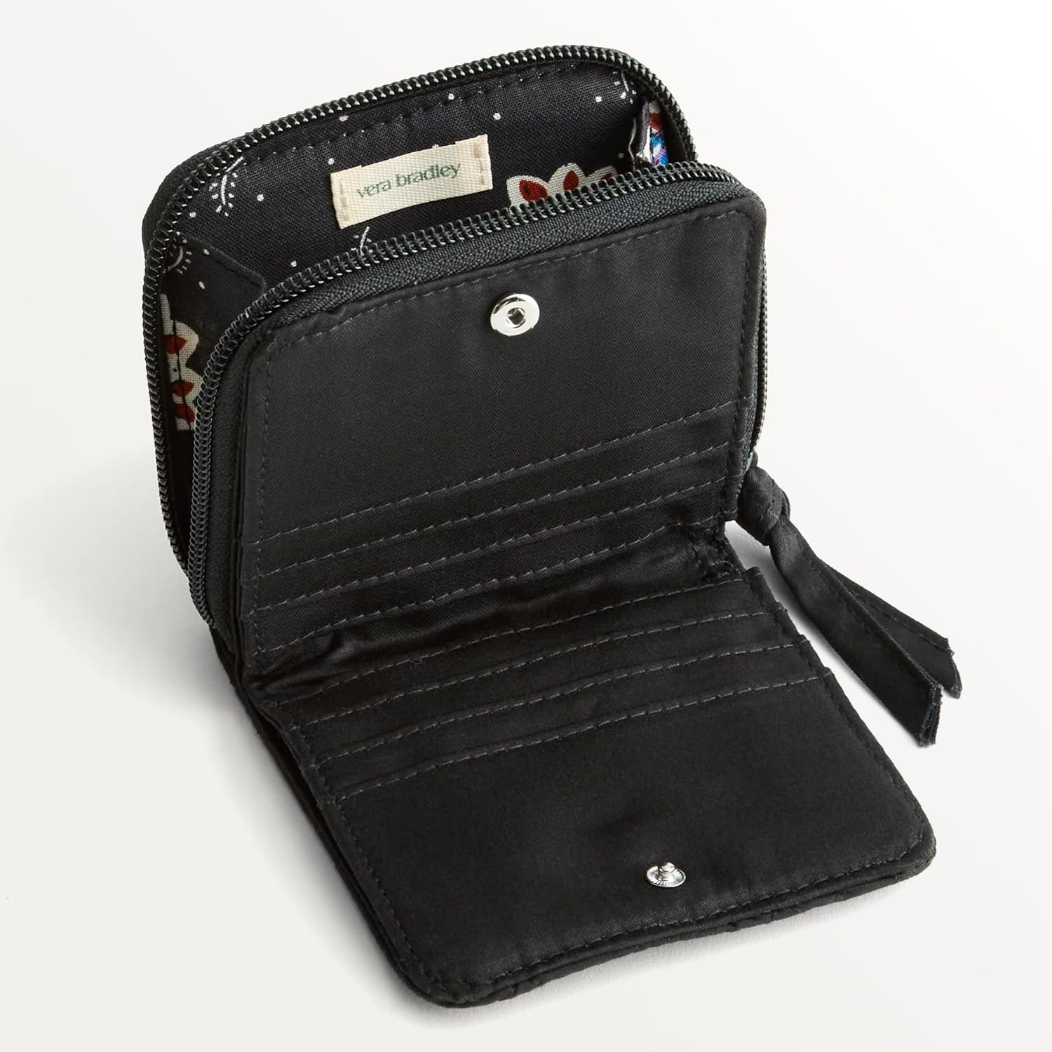 Vera Bradley Women's Premium Cotton Small Zip-Around Wallet, Peacoat, One Size